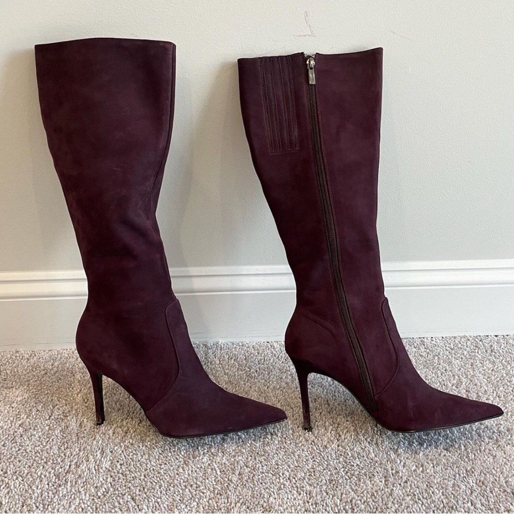 Colin Stuart Purple Knee High Boots with Stiletto Heel